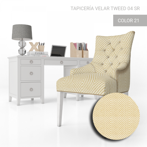 Sillón mostaza estilo rococó tapizado precioso